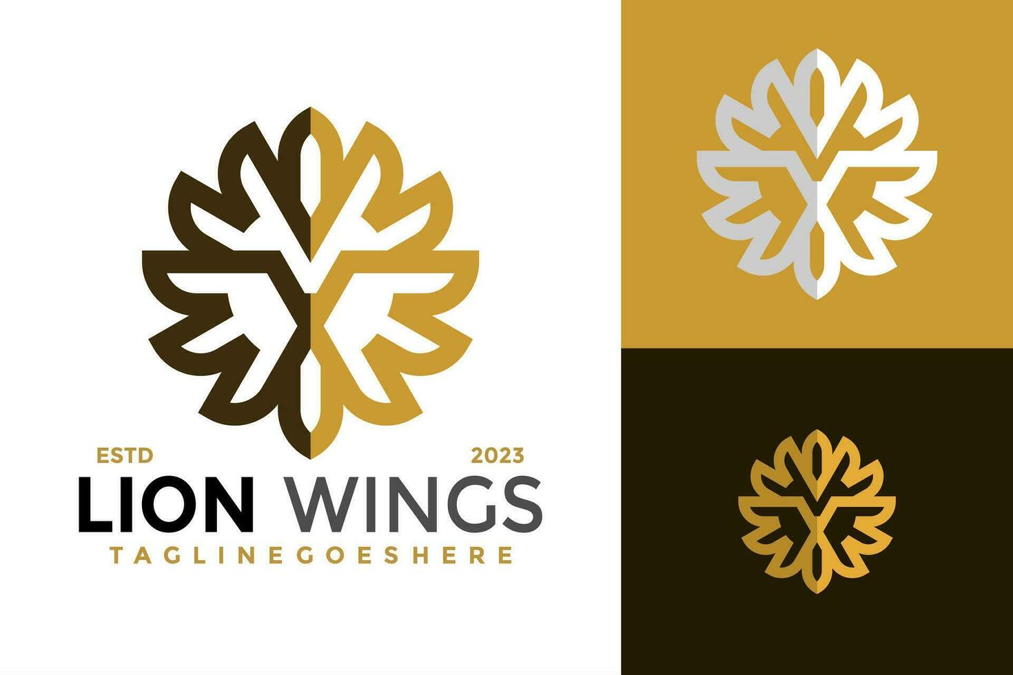 león alas logo diseño vector símbolo icono ilustración