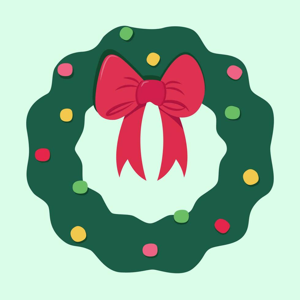 Christmas wreath with holly berries and ribbon vector