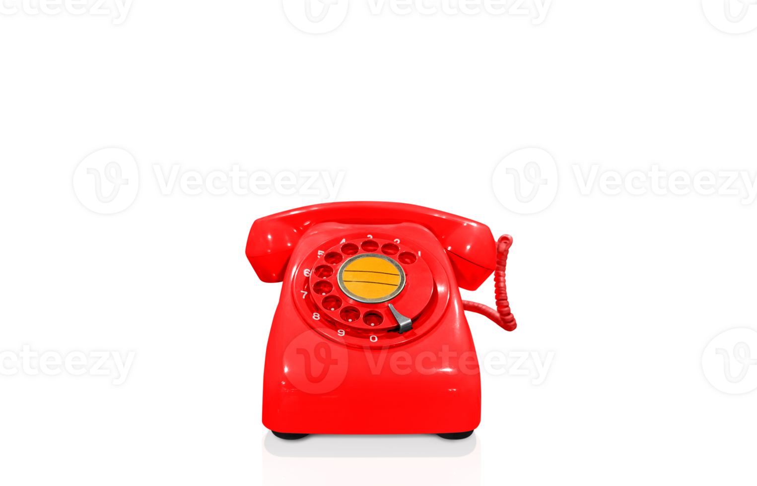 Red vintage telephone isolated PNG transparent