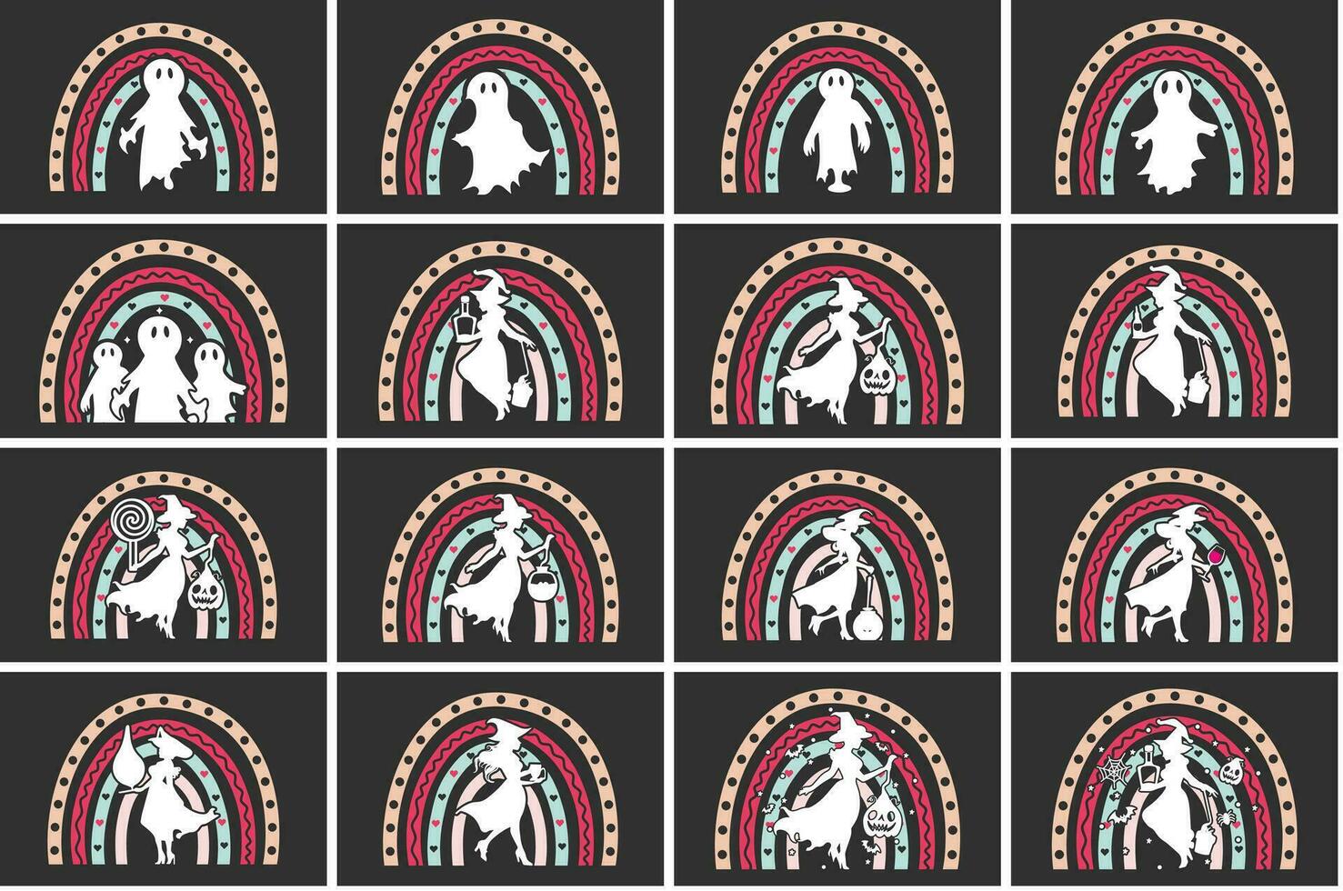 Silhouette of a Halloween ghost  Witch Bundle vector