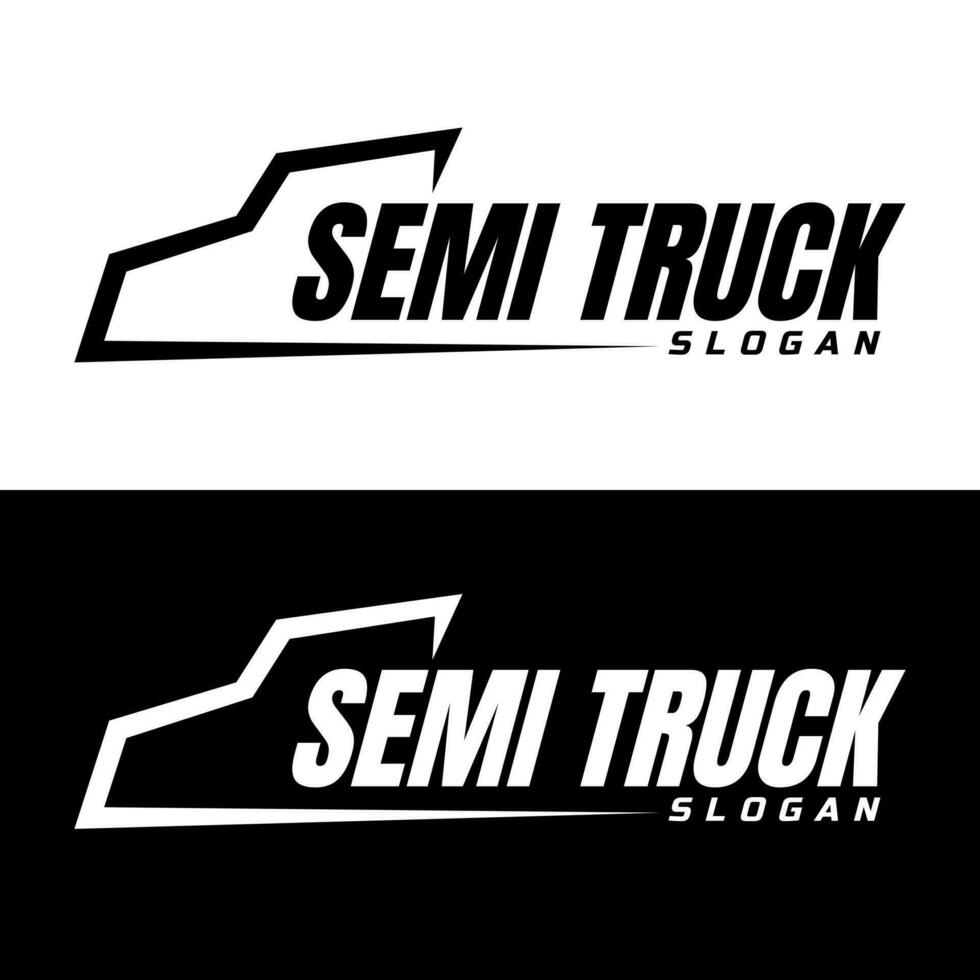 semi truck line logo design concept vector