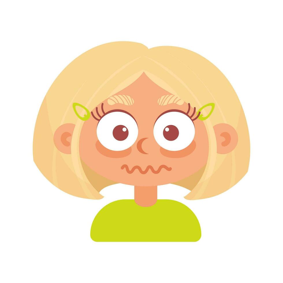 Little girl scared face expression cartoon Vector Image