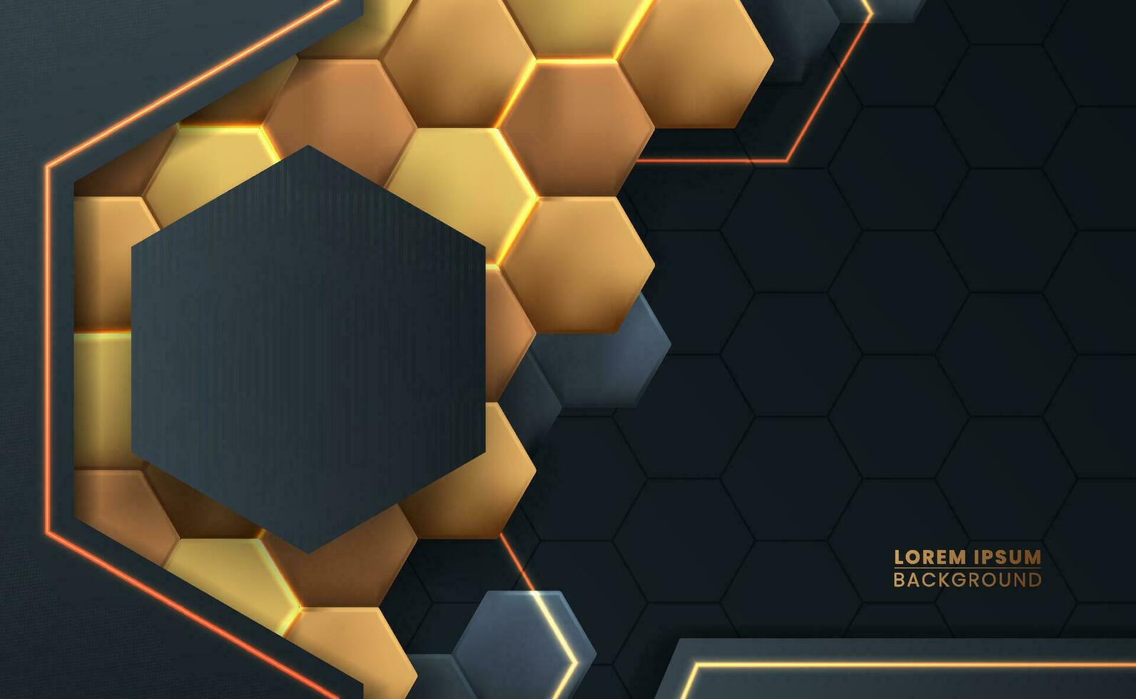 Abstract luxury elegant modern hexagon gold and black element for background or cover for technology or creative geometric vector