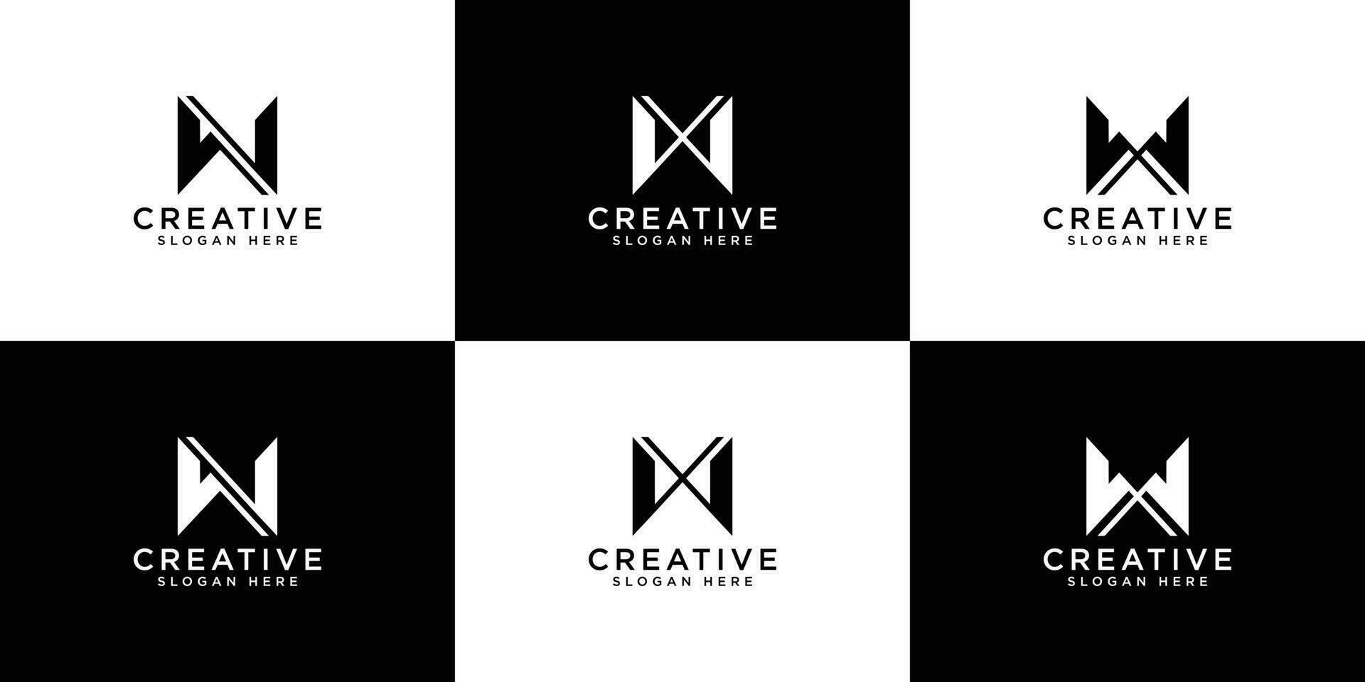set of letter w logo vector design