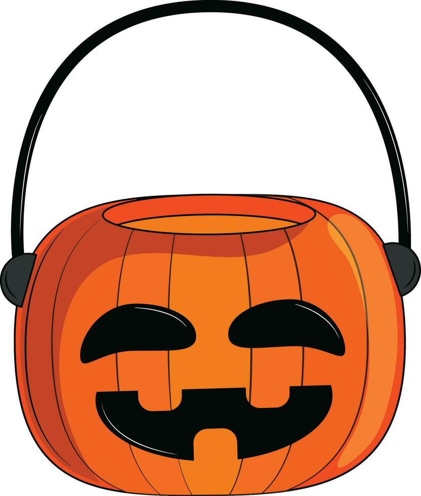 Pumpkin basket isolated on transparent background for kid collecting candy Jack o'lantern basket , trick or treat on Halloween day celebration. vector