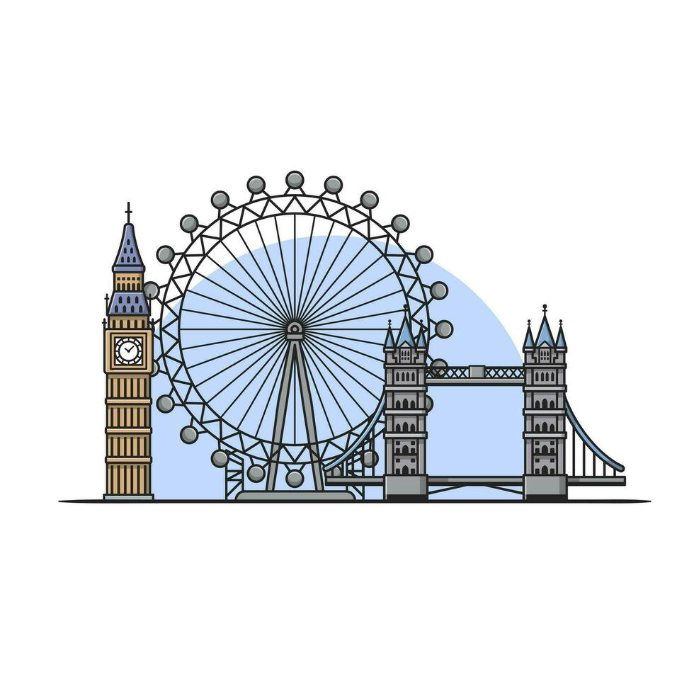 London Cartoon Vector Icon Illustration. OutdoorLandmark  Icon Concept Isolated Premium Vector. Flat Cartoon Style