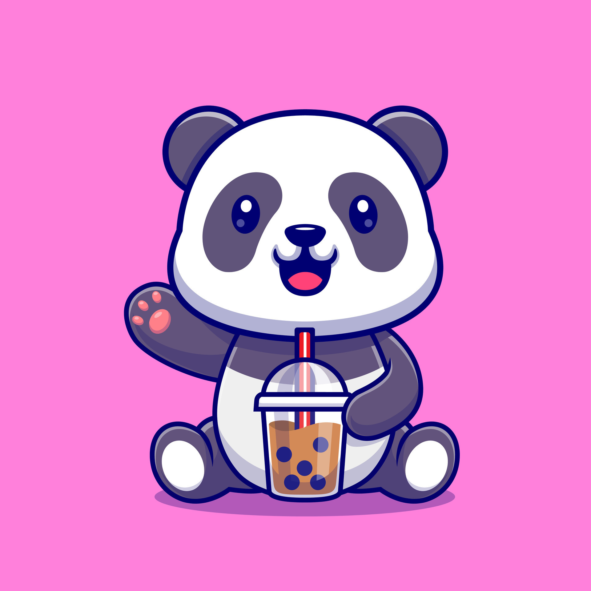 Cute Panda Drink Bubble Milk Tea Cartoon Vector Icon Illustration ...