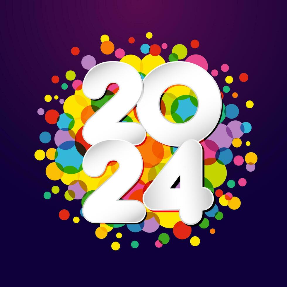 2024 creative typography. Colorful Christmas tree ball and paper number 20 24. A Happy New Year congrats. Square template. Greeting card concept. Colored background. Transparent elements. Xmas decor. 29132561 Vector Art at Vecteezy