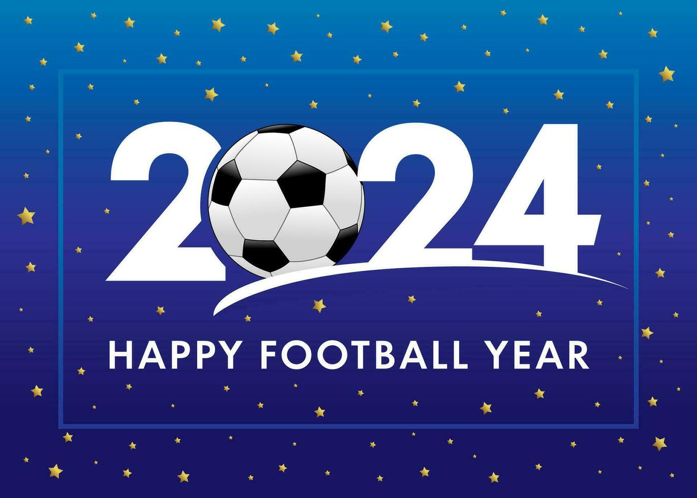 contento fútbol americano año 2024 azul bandera número diseño con fútbol pelota Deportes competiciones decoración vector