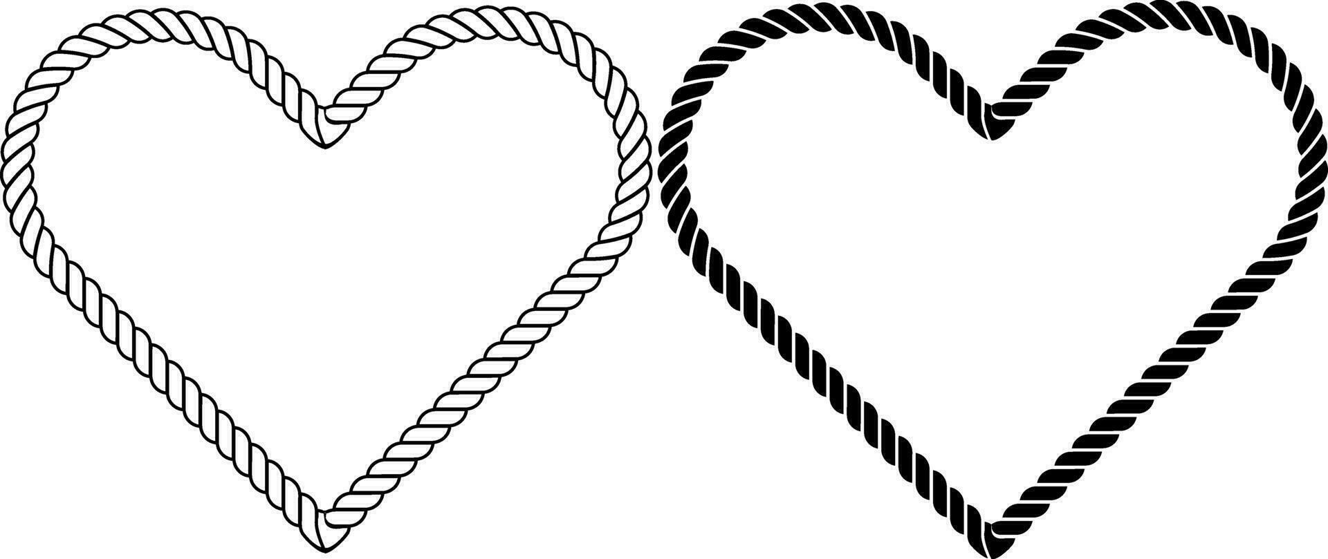 outline silhouette Heart shape rope frame vector