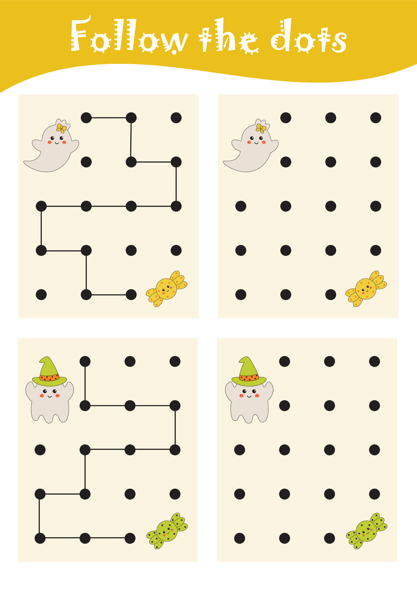 Halloween preschool worksheets. Printable tracing, handwriting, dot to