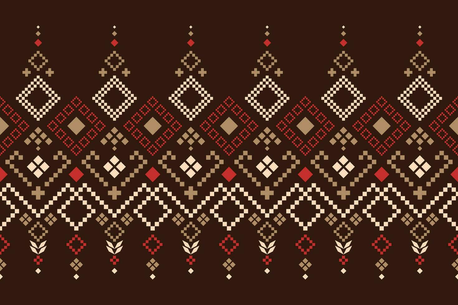 Cross stitch colorful geometric traditional ethnic pattern Ikat seamless pattern abstract design for fabric print cloth dress carpet curtains and sarong Aztec African Indian Indonesian vector
