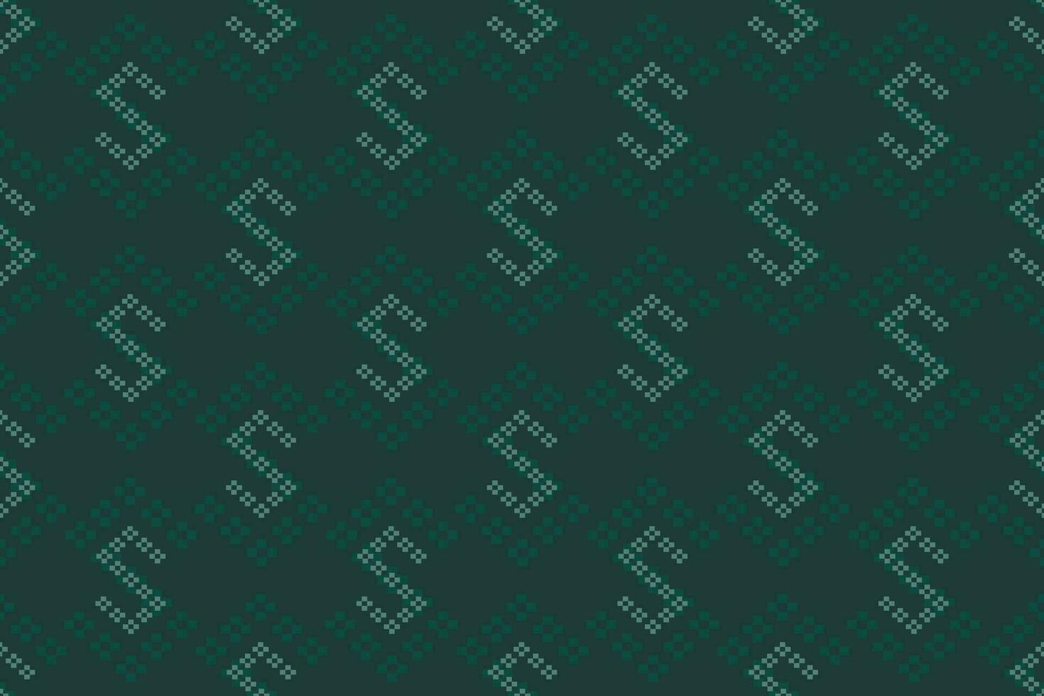 Green Cross stitch colorful geometric traditional ethnic pattern Ikat seamless pattern border abstract design for fabric print cloth dress carpet curtains and sarong Aztec African Indian Indonesian vector