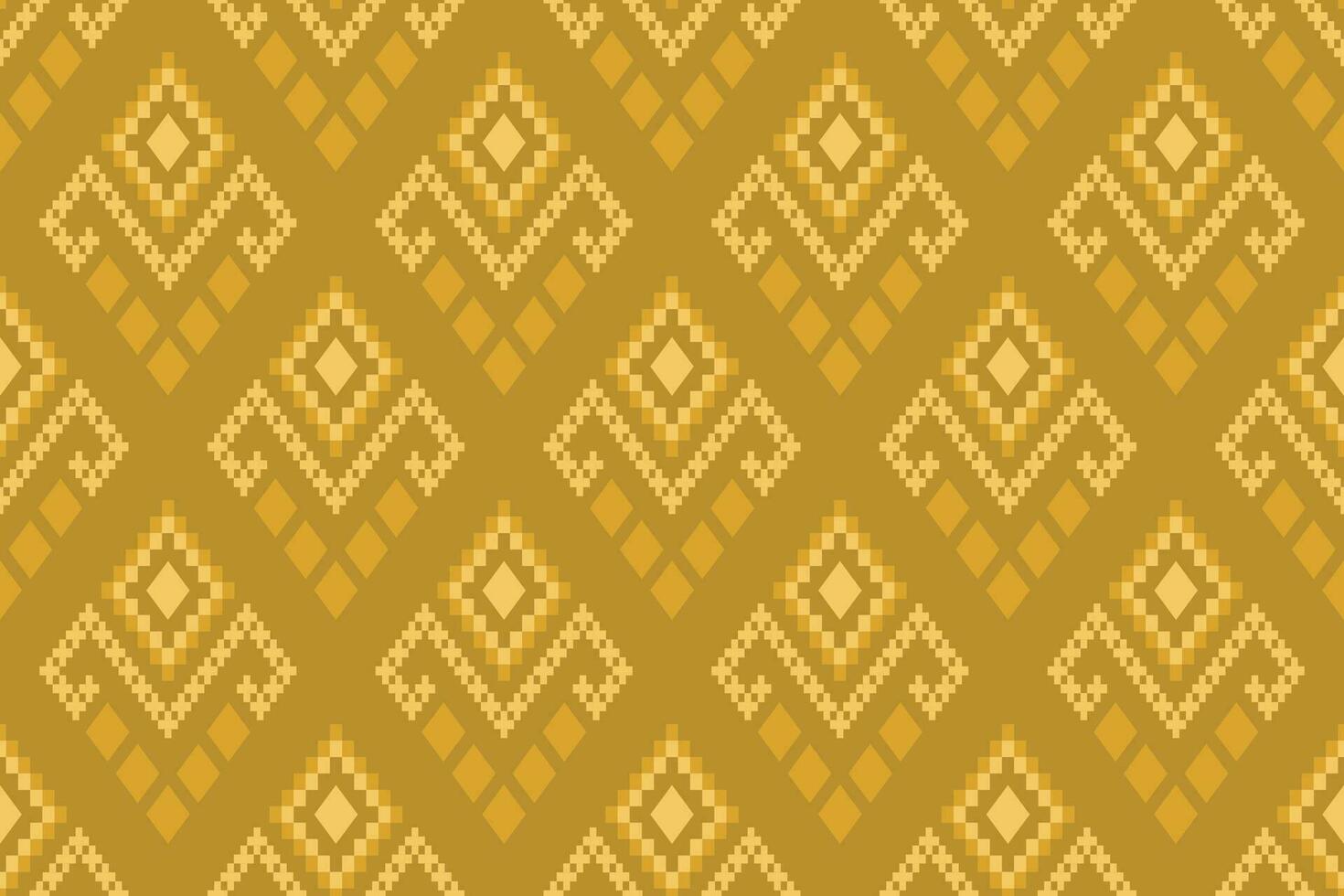 Yellow vintages cross stitch traditional ethnic pattern paisley flower Ikat background abstract Aztec African Indonesian Indian seamless pattern for fabric print cloth dress carpet curtains and sarong vector