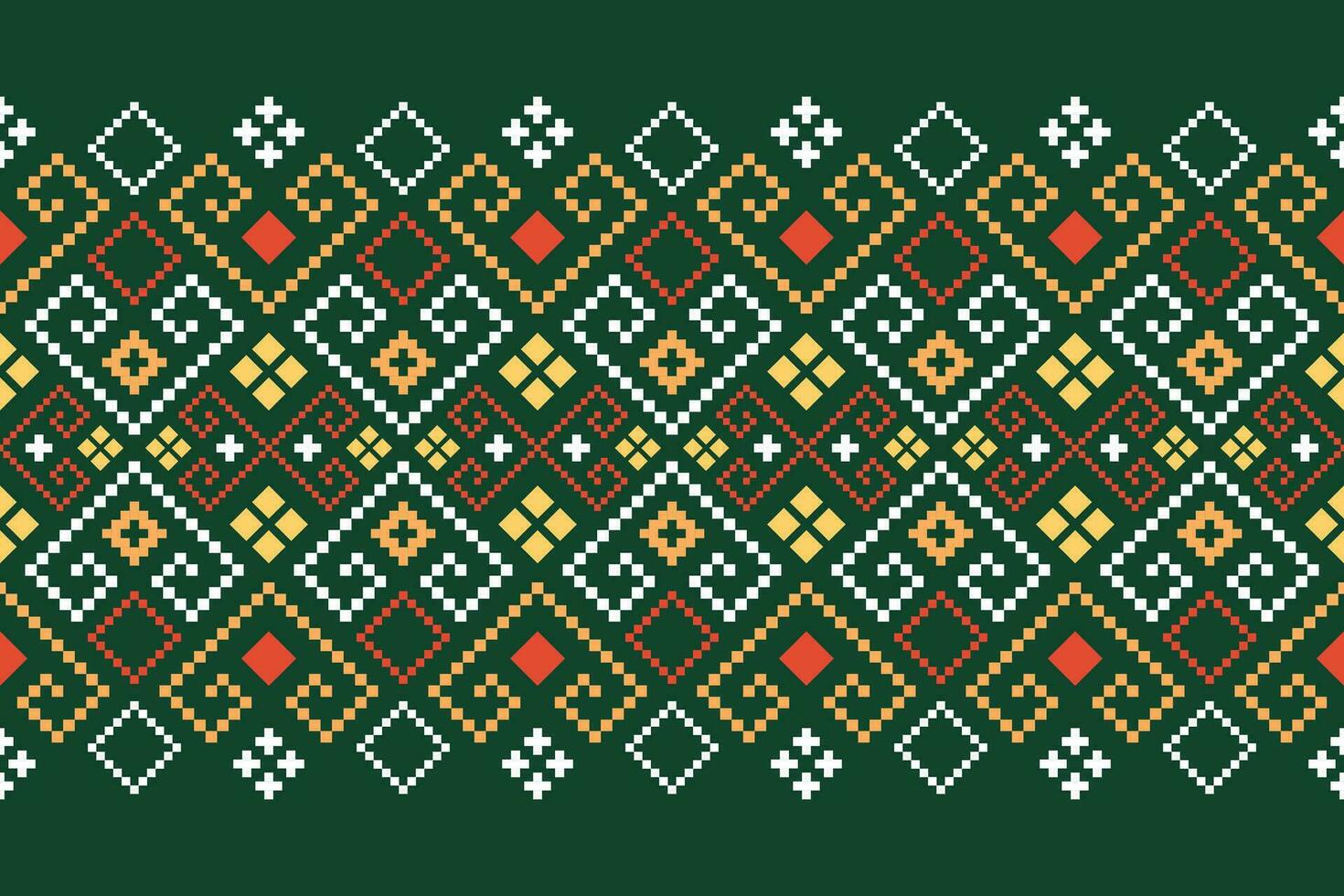 verde cruzar puntada vistoso geométrico tradicional étnico modelo ikat sin costura modelo frontera resumen diseño para tela impresión paño vestir alfombra cortinas y pareo de malasia azteca africano indio indonesio vector