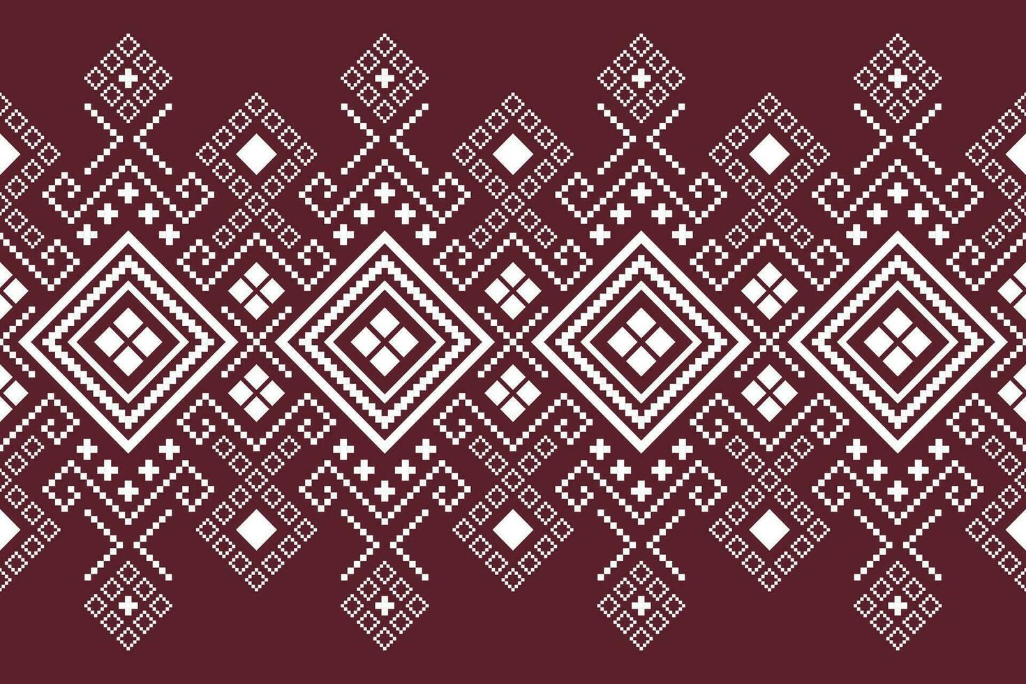 Red traditional ethnic pattern paisley flower Ikat background abstract Aztec African Indonesian Indian seamless pattern for fabric print cloth dress carpet curtains and sarong vector