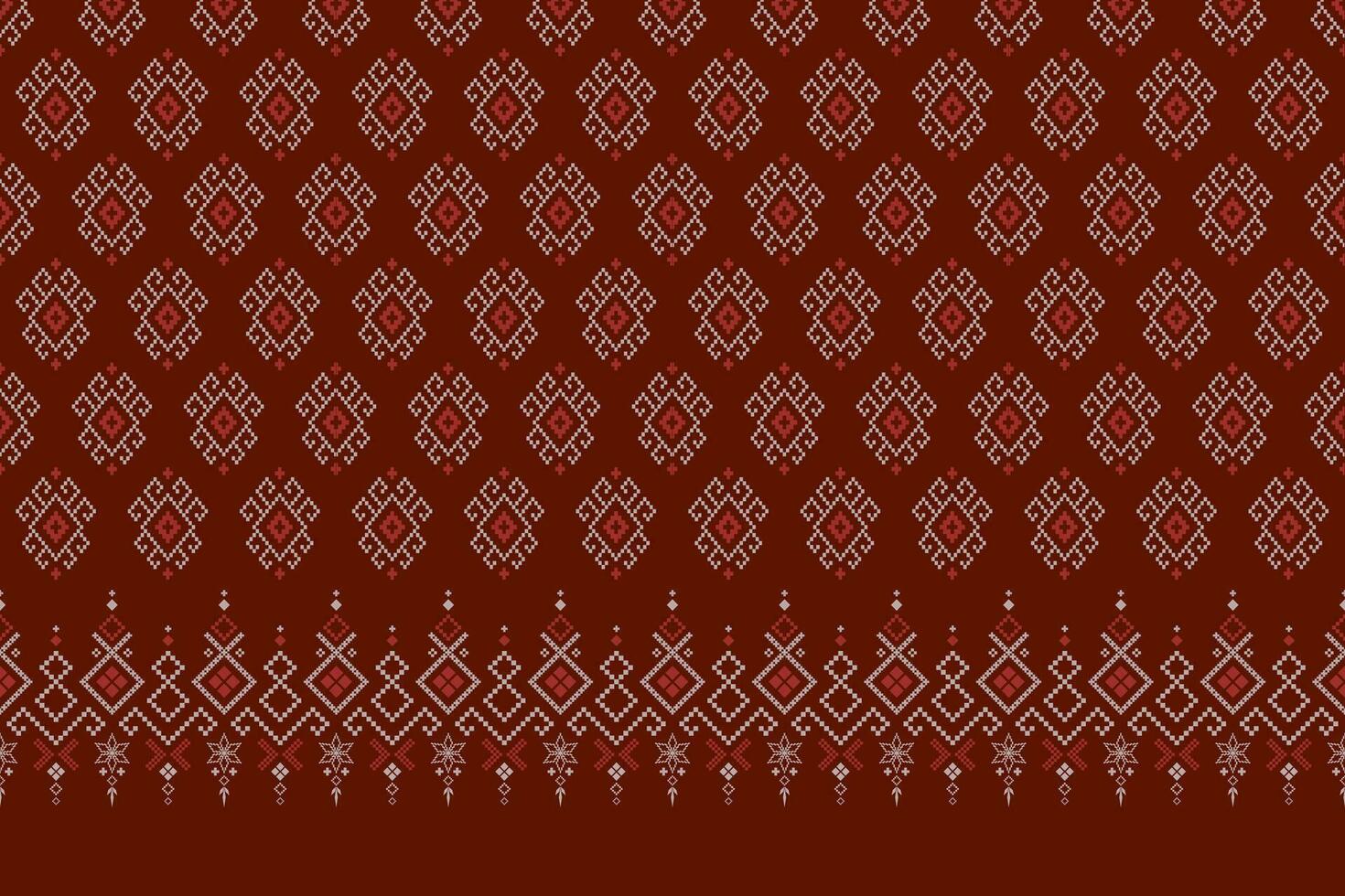 Red traditional ethnic pattern paisley flower Ikat background abstract Aztec African Indonesian Indian seamless pattern for fabric print cloth dress carpet curtains and sarong vector