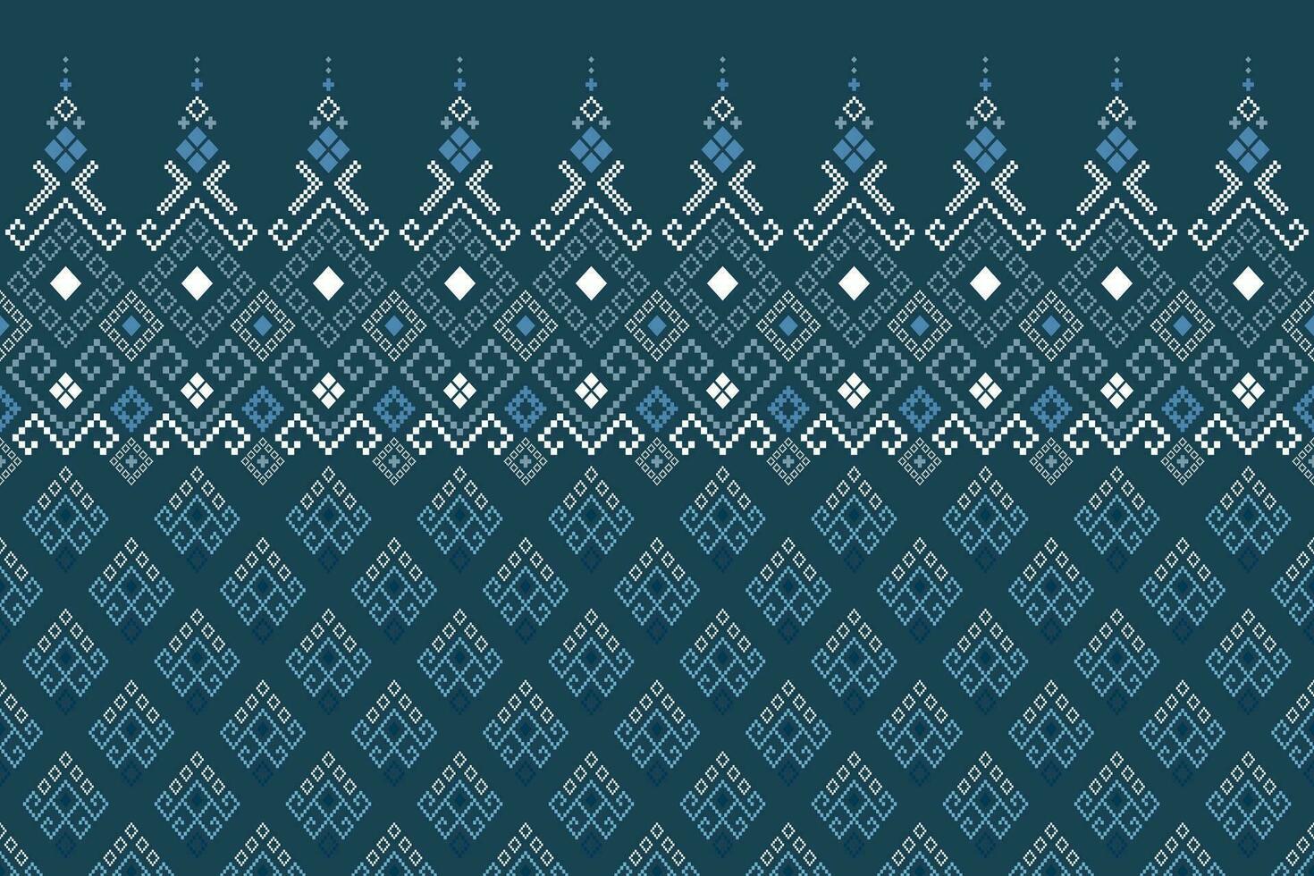 Indigo navy blue geometric traditional ethnic pattern Ikat seamless pattern border abstract design for fabric print cloth dress carpet curtains and sarong Aztec African Indian Indonesian vector