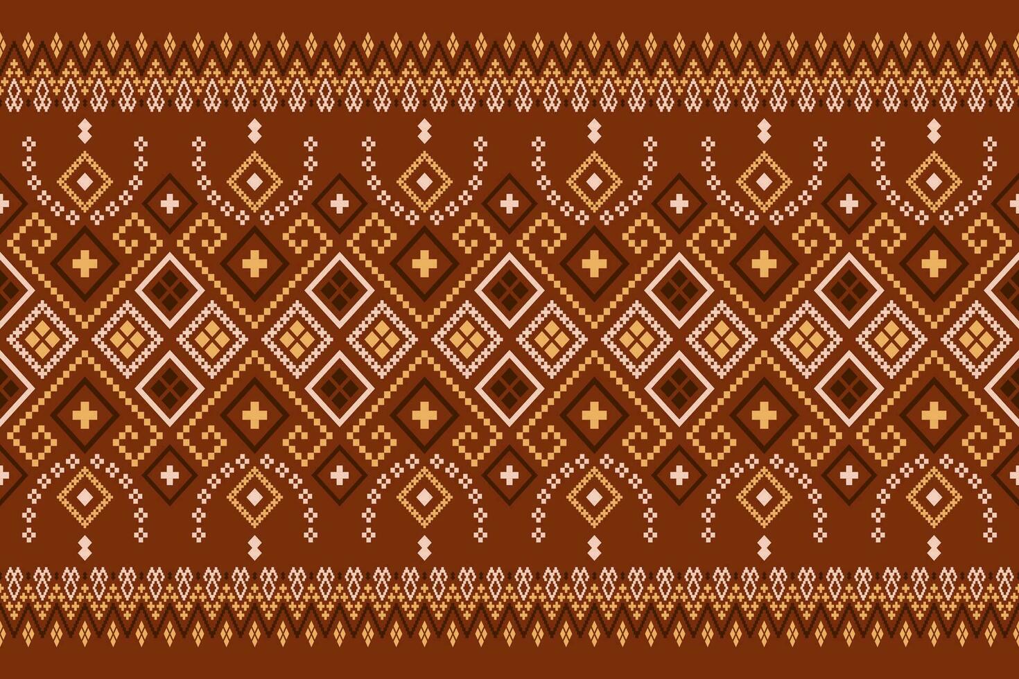 Nature vintages cross stitch traditional ethnic pattern paisley flower Ikat background abstract Aztec African Indonesian Indian seamless pattern for fabric print cloth dress carpet curtains and sarong vector