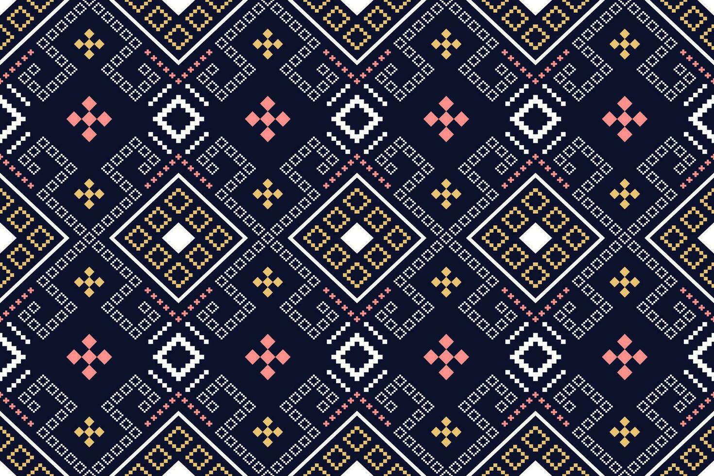 Cross stitch colorful geometric traditional ethnic pattern Ikat seamless pattern abstract design for fabric print cloth dress carpet curtains and sarong Aztec African Indian Indonesian vector