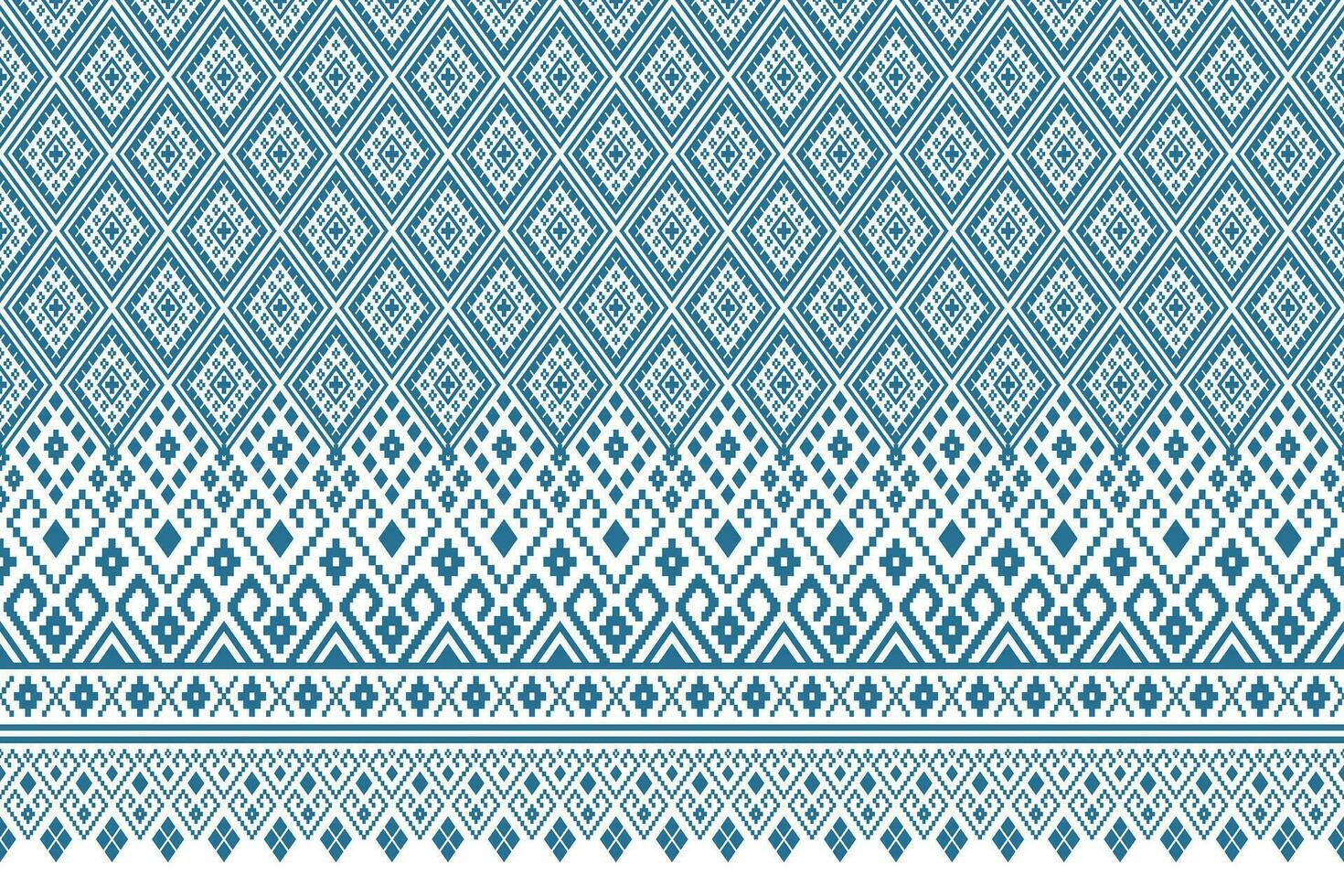 Indigo navy blue geometric traditional ethnic pattern Ikat seamless pattern border abstract design for fabric print cloth dress carpet curtains and sarong Aztec African Indian Indonesian vector