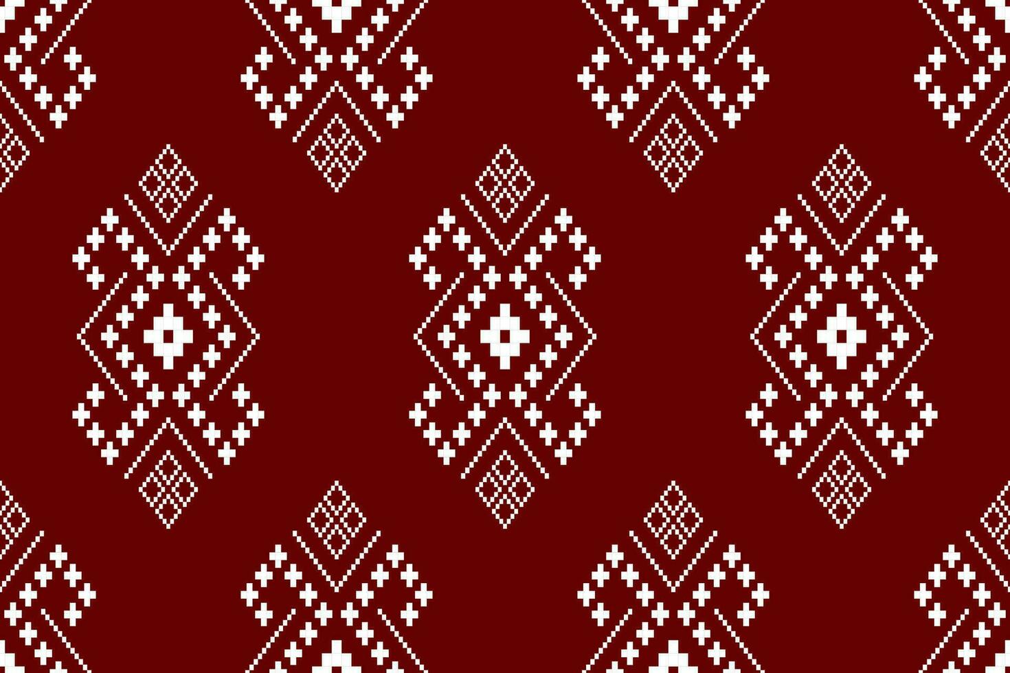 Red traditional ethnic pattern paisley flower Ikat background abstract Aztec African Indonesian Indian seamless pattern for fabric print cloth dress carpet curtains and sarong vector