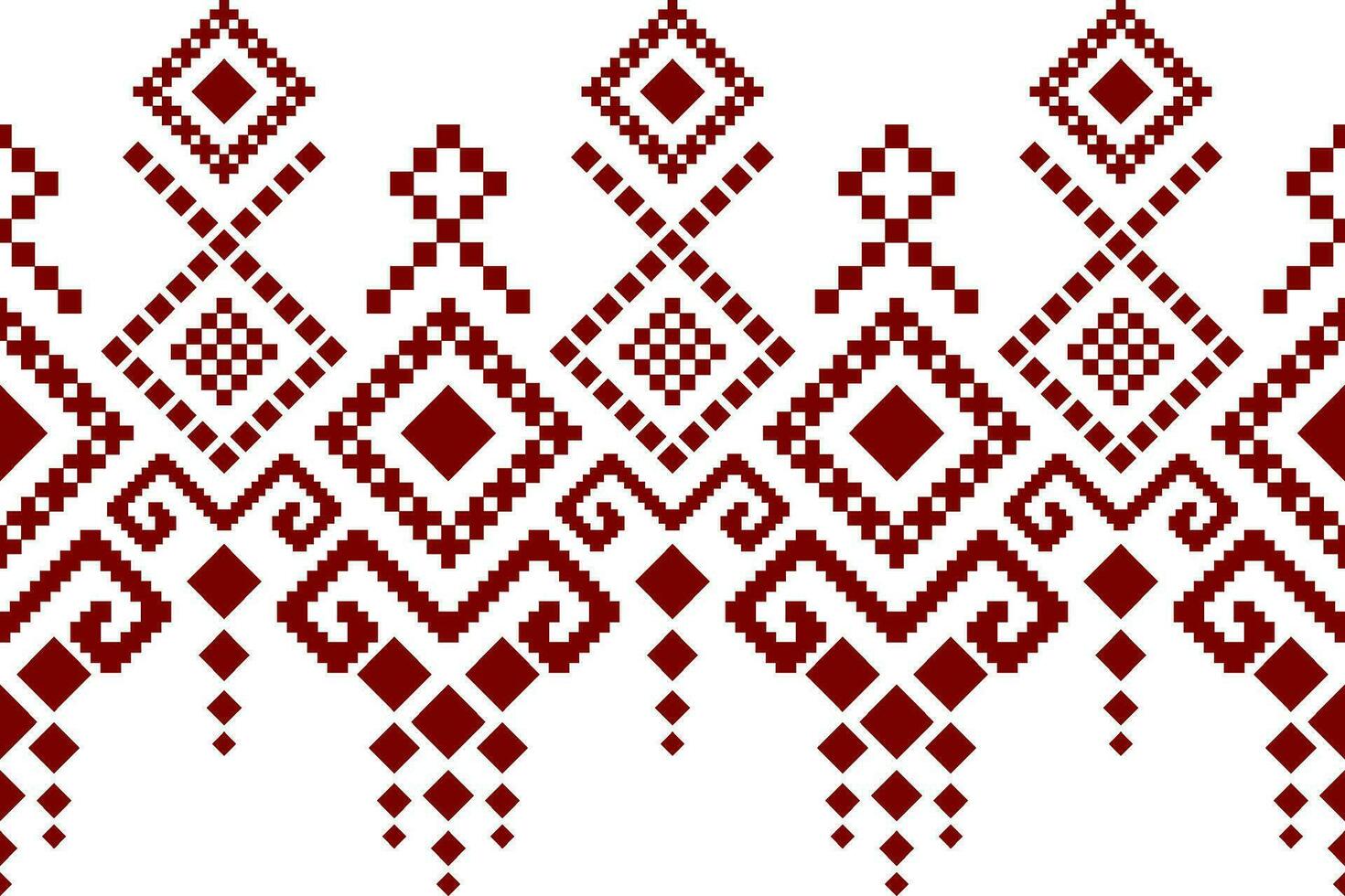 Red traditional ethnic pattern paisley flower Ikat background abstract Aztec African Indonesian Indian seamless pattern for fabric print cloth dress carpet curtains and sarong vector