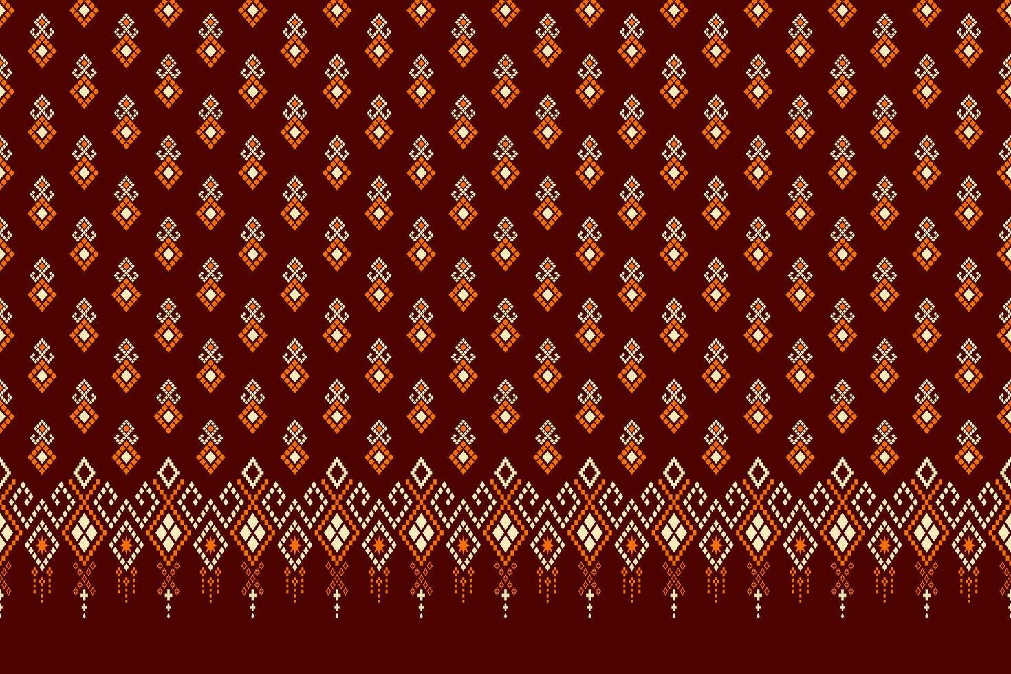 Red traditional ethnic pattern paisley flower Ikat background abstract Aztec African Indonesian Indian seamless pattern for fabric print cloth dress carpet curtains and sarong vector