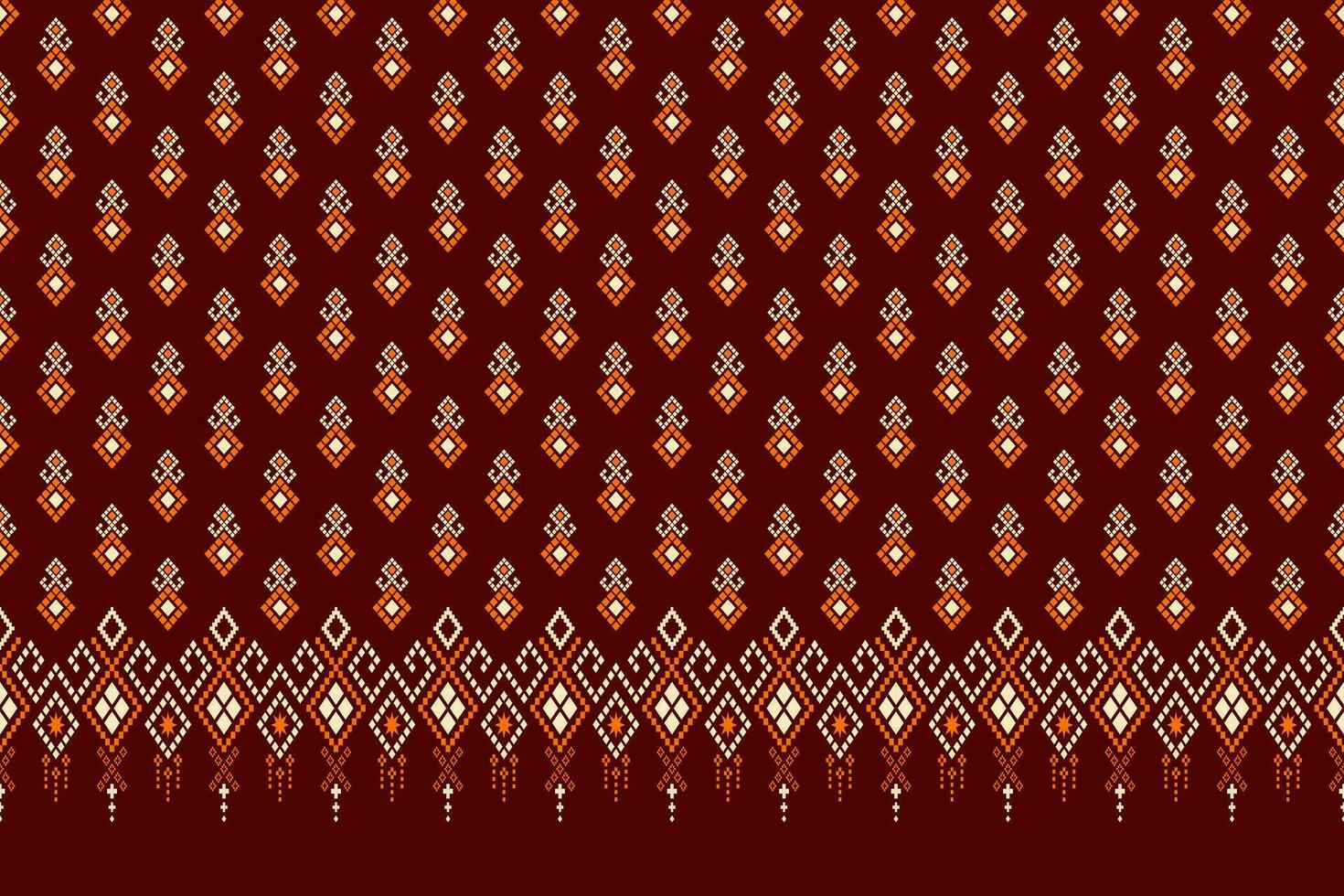 Red traditional ethnic pattern paisley flower Ikat background abstract Aztec African Indonesian Indian seamless pattern for fabric print cloth dress carpet curtains and sarong vector