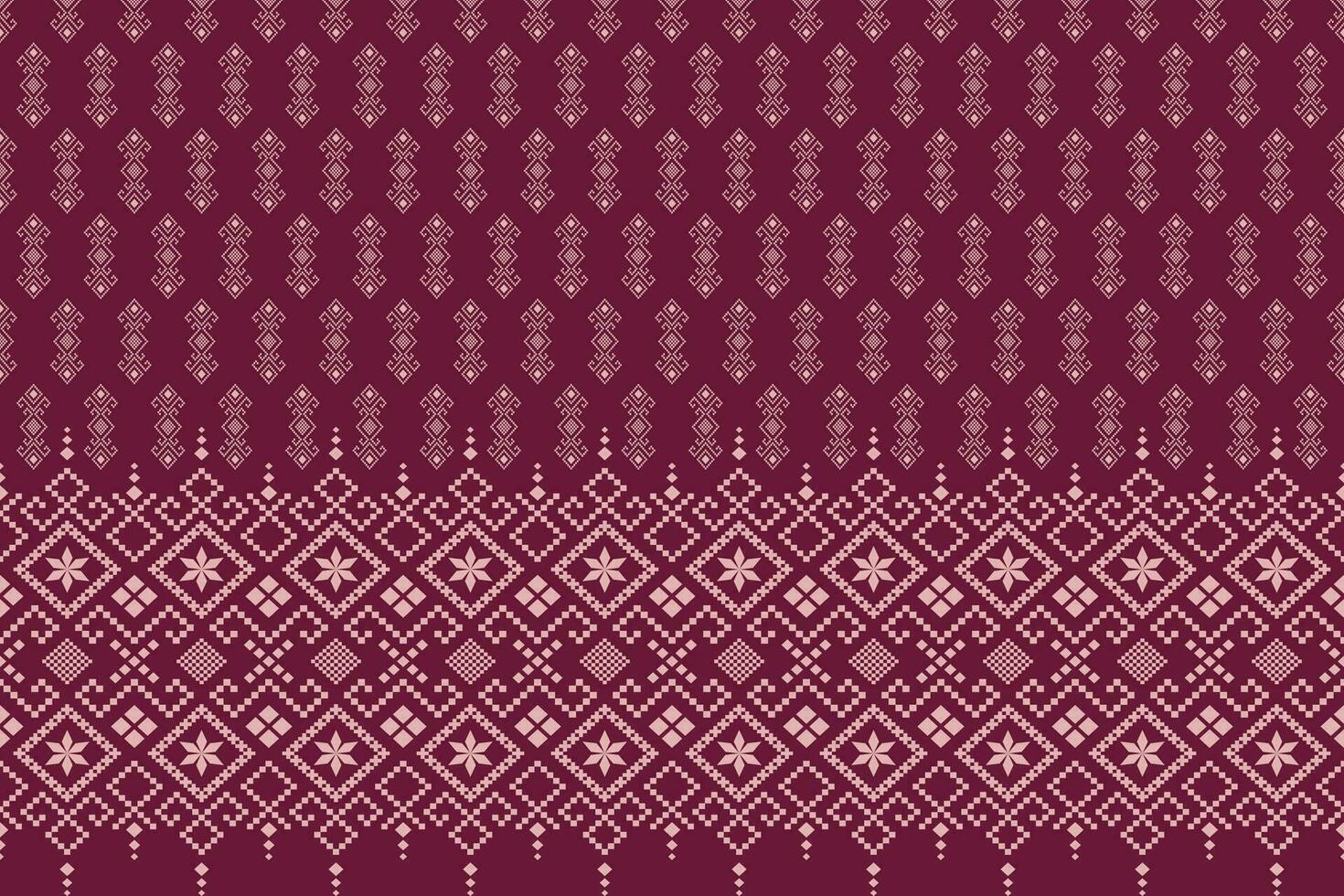 Pink traditional ethnic pattern paisley flower Ikat background abstract Aztec African Indonesian Indian seamless pattern for fabric print cloth dress carpet curtains and sarong vector