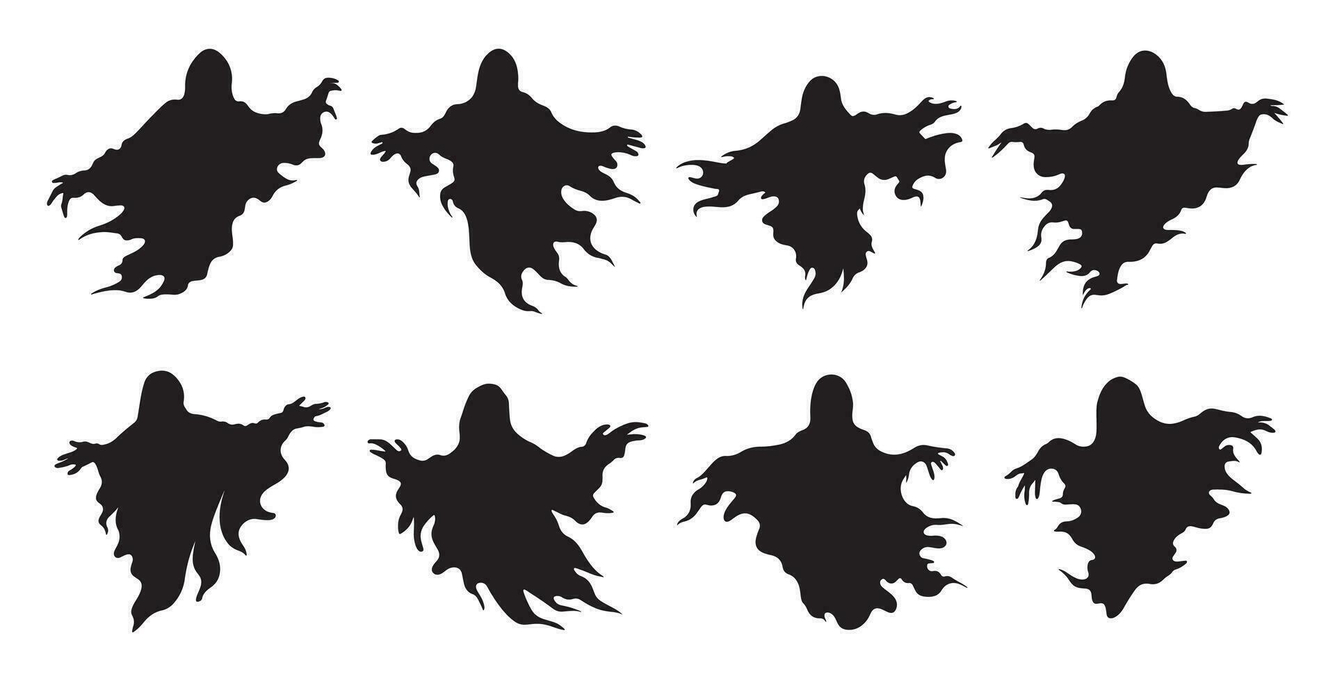 de miedo fantasma Víspera de Todos los Santos diseño con siluet estilo y negro y blanco color vector