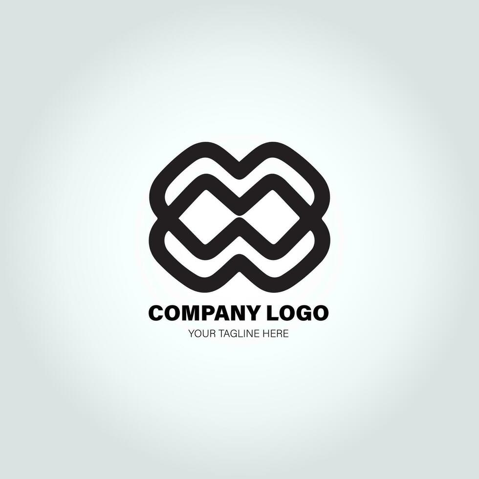 company logo with swivel shapes, in the style of minimalist monochromatic, black and white, simple, stencil design style vector