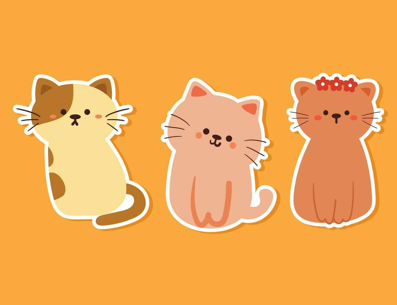 mano dibujo dibujos animados gatos pegatina conjunto vector