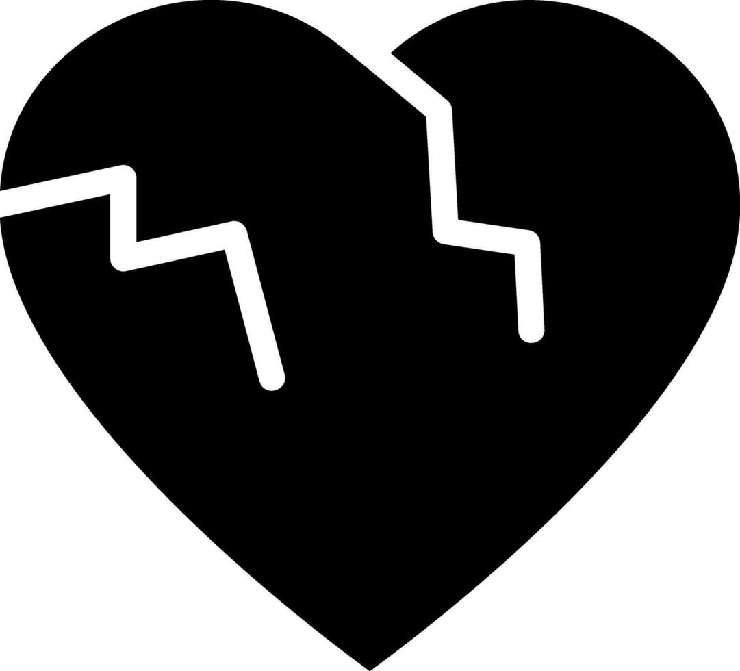 broken heart glyph icon vector