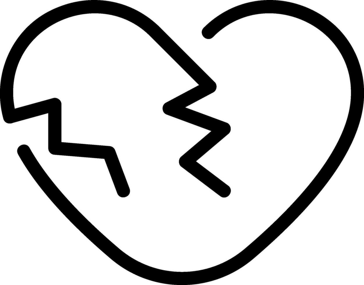 broken heart line icon vector