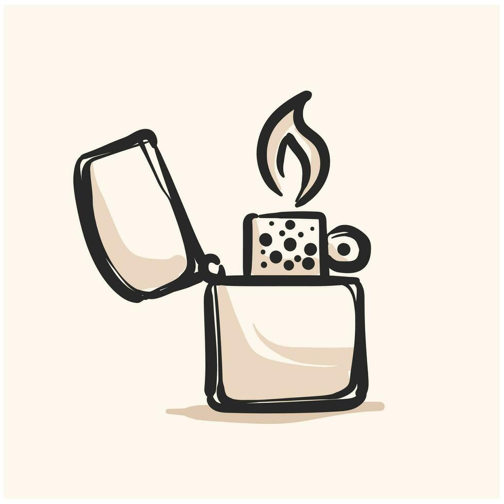 Simple gas lighter doodle. Premium quality doodle line art. Dodle sign for mobile apps and websites. vector