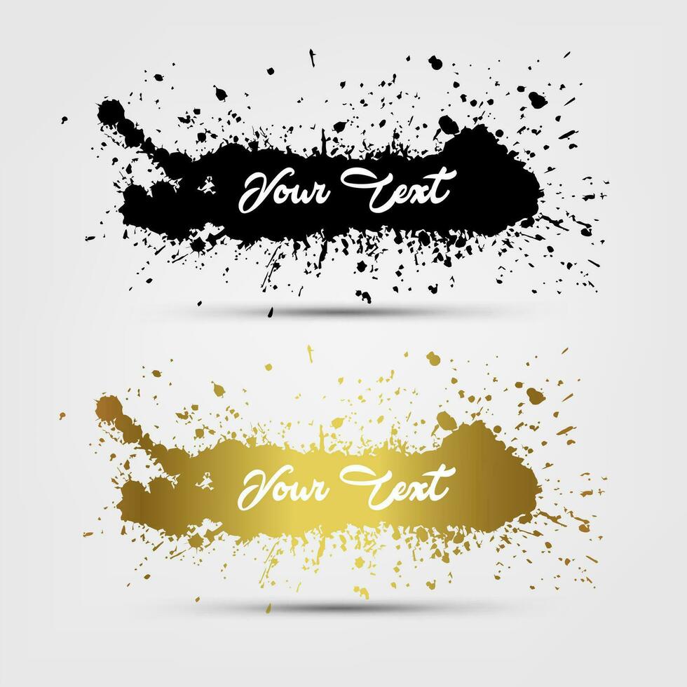 negro y oro salpicaduras con texto espacio, vector ilustración