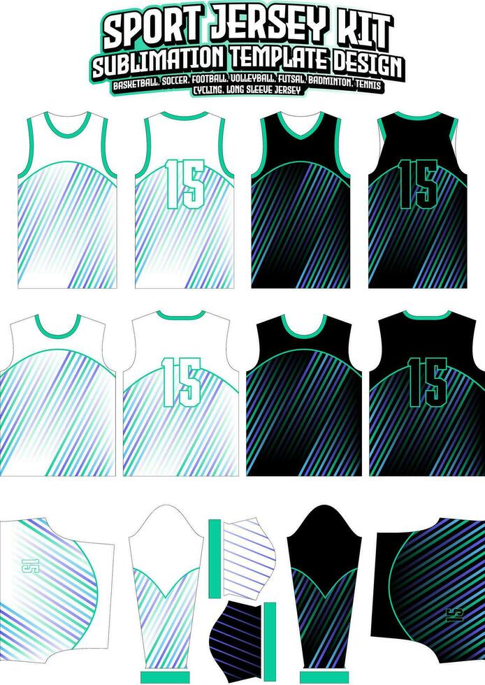 Neon Rays Stripes Jersey Design Sportswear Layout Template vector