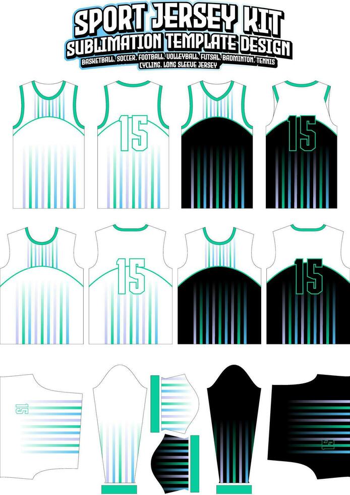 Colorful Rays Stripes Jersey Design Sportswear Layout Template vector
