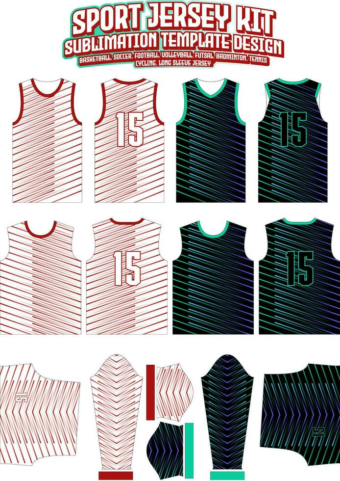 Neon Lines Stripes Jersey Design Sportswear Layout Template vector