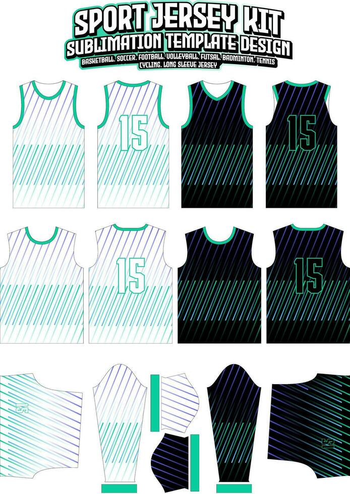 Neon Diagonal Stripes Jersey Design Sportswear Layout Template vector