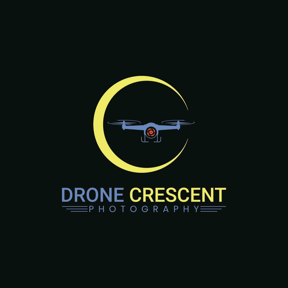 Crescent drone logo vector. vector