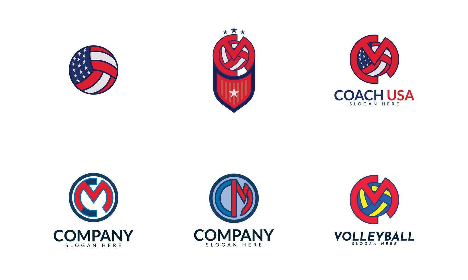 CM or MC volleyball letter set logo vector. vector