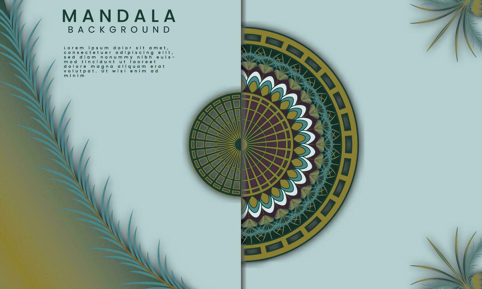 Mandala invitation letter background with peacock feather motif. vector