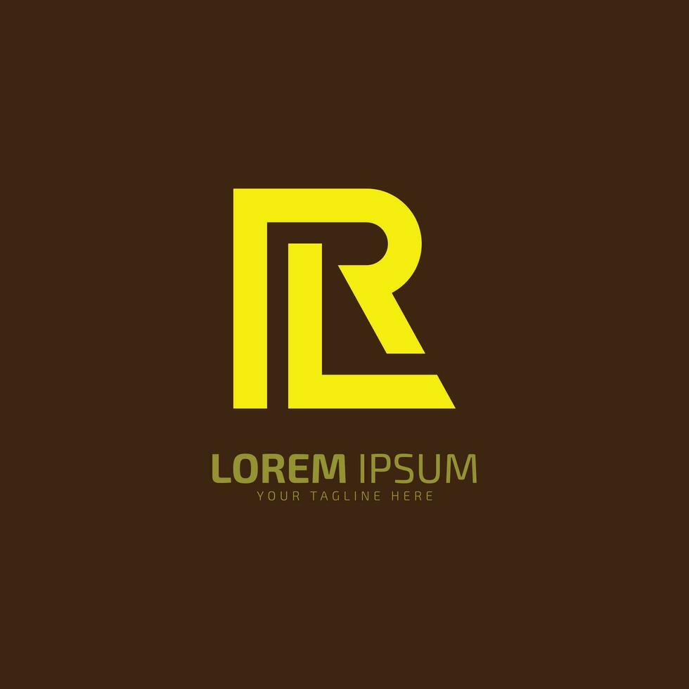 minimal and abstract LR or RL lineart logo icon isolated on brown background vector