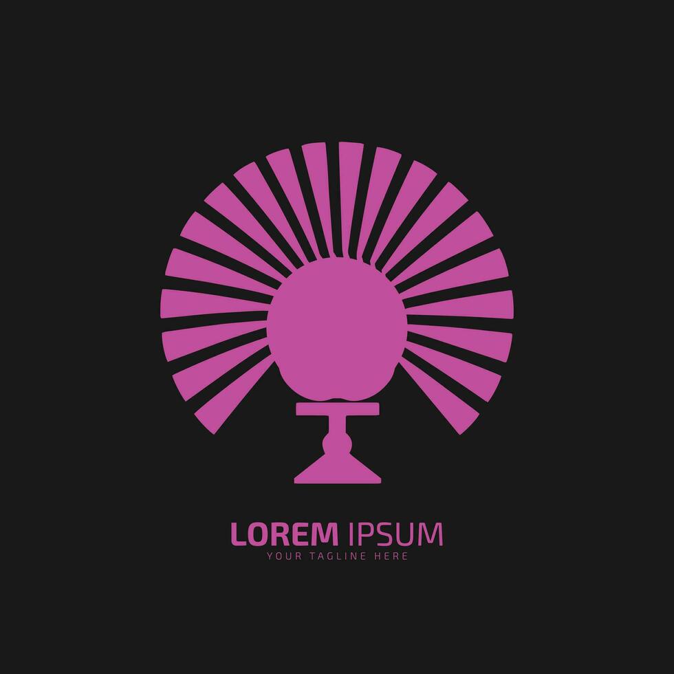 Minimal or abstract fan logo vector icon silhouette isolated on black background