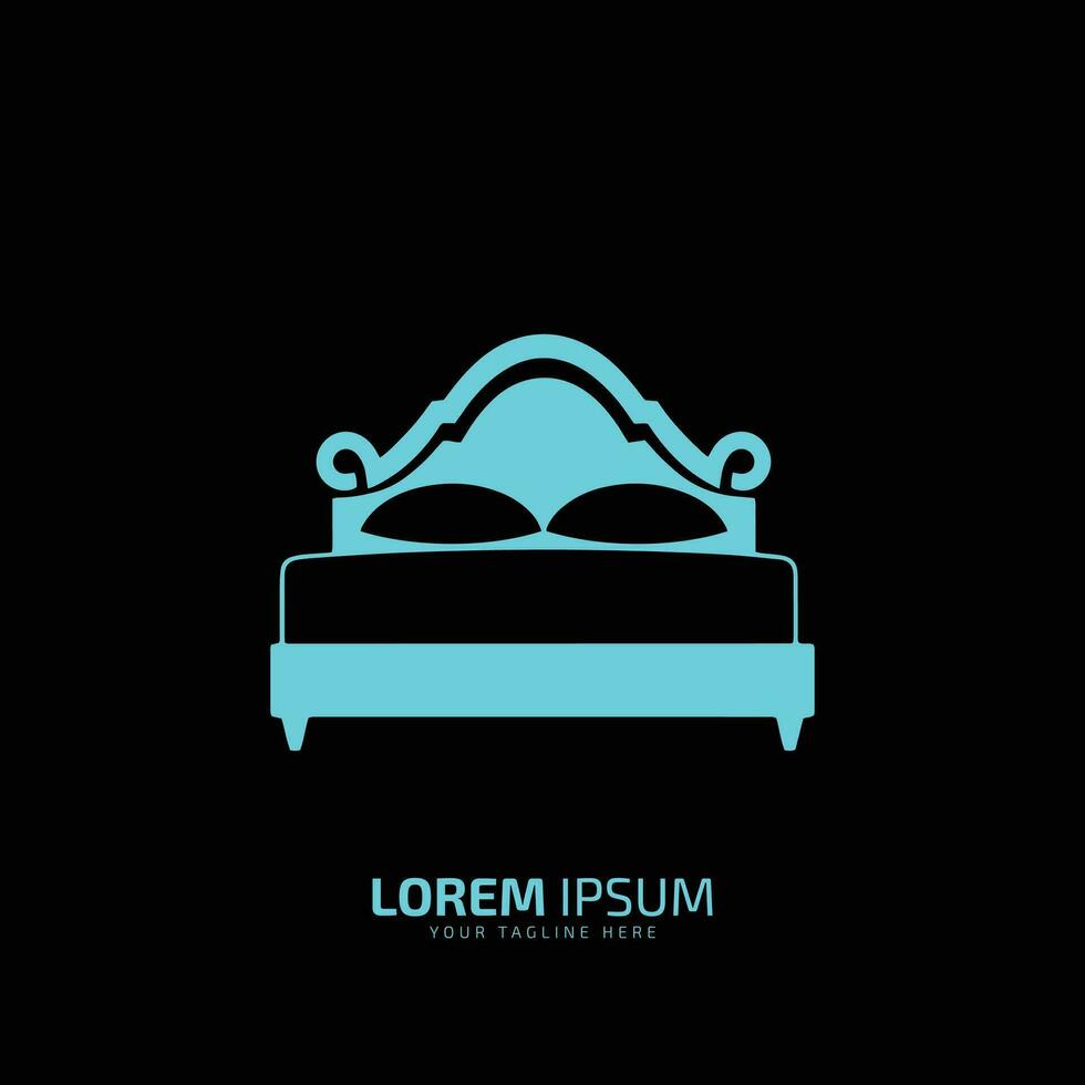 Vector illustration of a bed logo bed icon Isolated on a dark background.