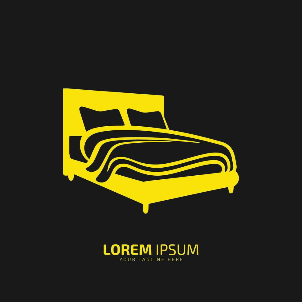 Vector illustration of a bed. Isolated on a black background.