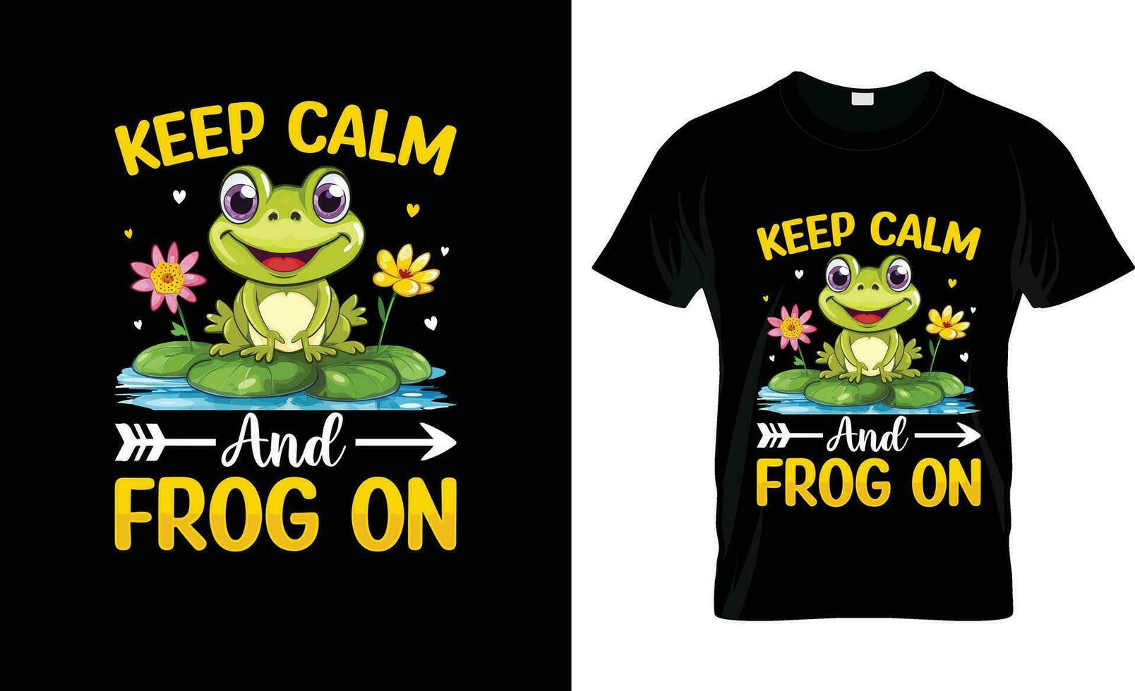 Keep Calm And Frog On colorful Graphic T-Shirt, t-shirt print mockup vector