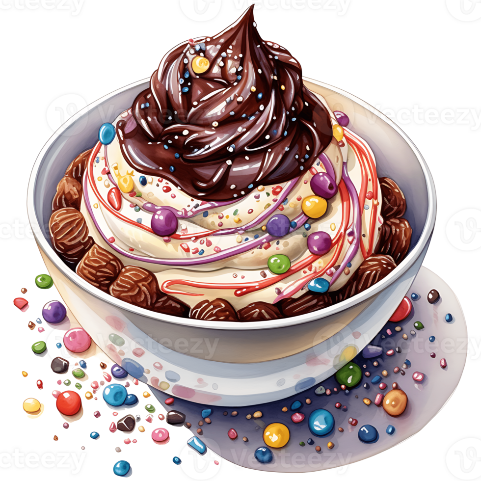 Ice cream with topping on a transparent background AI Generative png